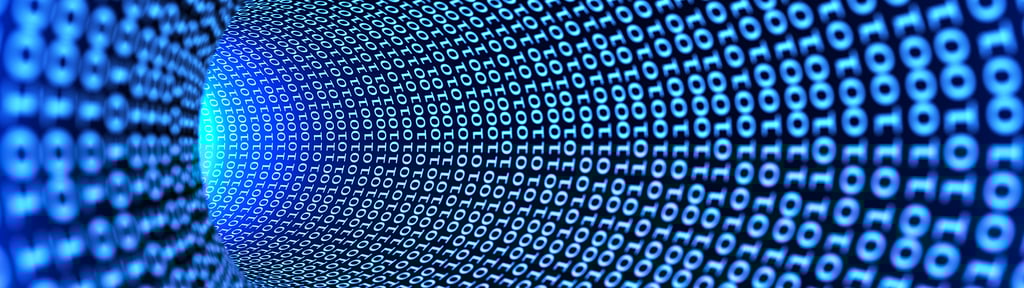 Abstract image of binary numbers stretching into a tunnel